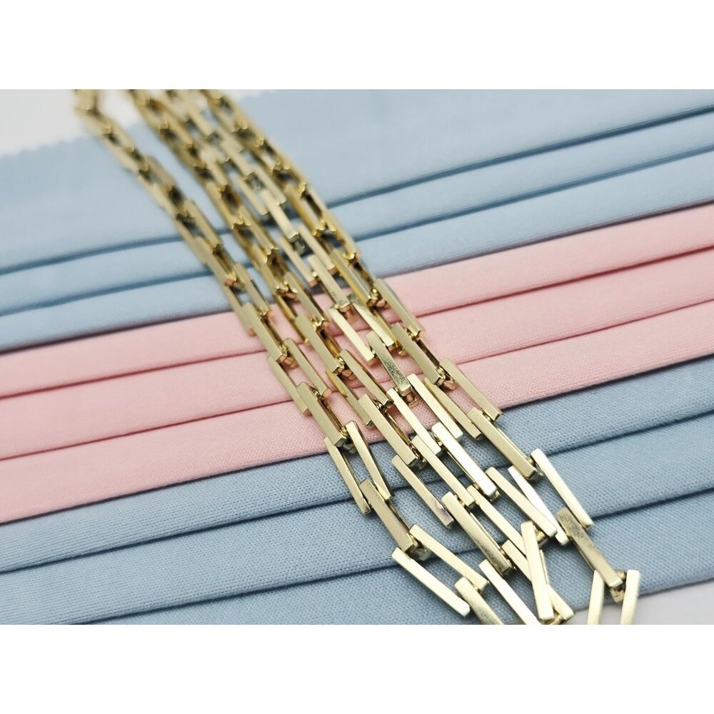 Unique Fancy 14K Solid Yellow Gold Designer Custom Link Chain Necklace 24.75" L